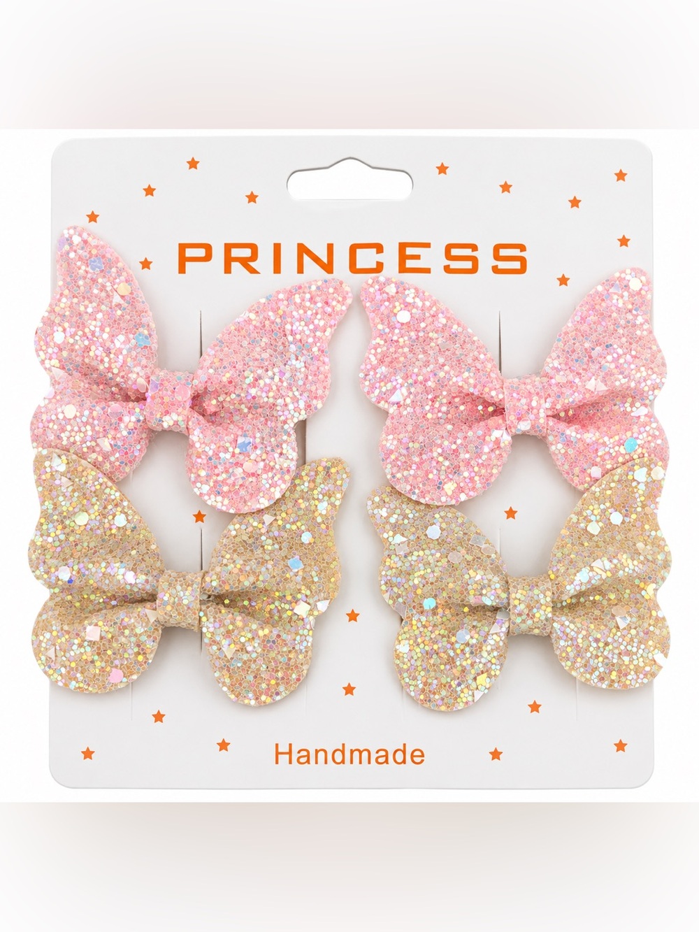 4-Pack Girls Glitter Butterfly Hair Clips Pink Gold Sparkly Bows